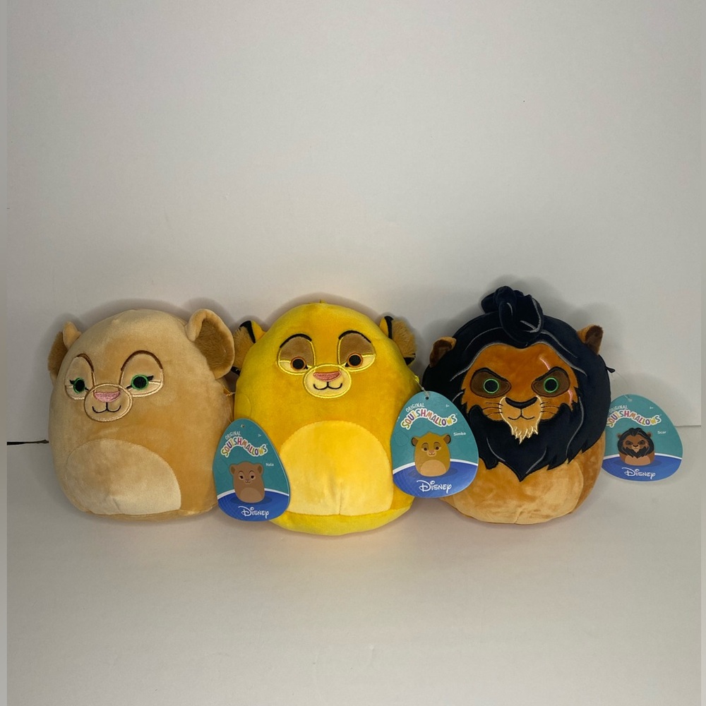 NWT SQUISHMALLOW DISNEY LION KING BUNDLE Simba, Scar & Nala NWT 8" (3 total) OBO